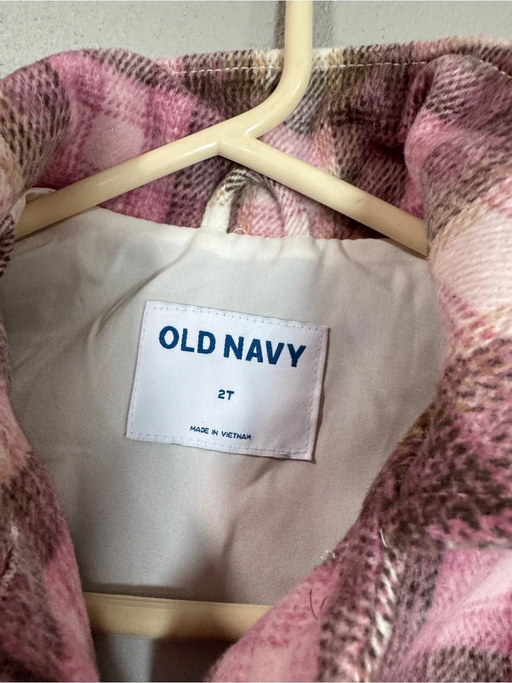 Old Navy Pink & Brown Plaid Button-Up Kids Shirt Jacket